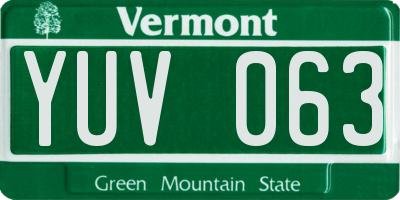 VT license plate YUV063