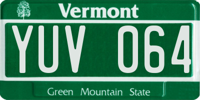 VT license plate YUV064