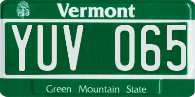 VT license plate YUV065