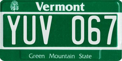 VT license plate YUV067