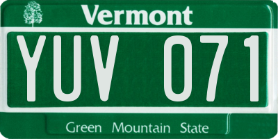 VT license plate YUV071