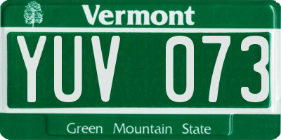 VT license plate YUV073