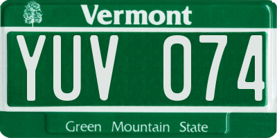 VT license plate YUV074