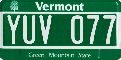 VT license plate YUV077