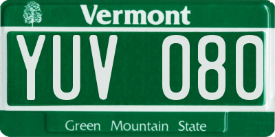 VT license plate YUV080