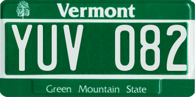 VT license plate YUV082