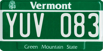 VT license plate YUV083