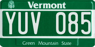 VT license plate YUV085