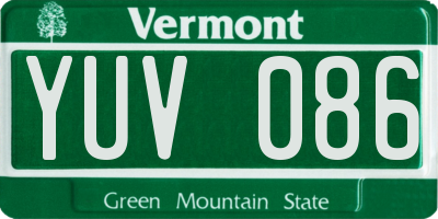 VT license plate YUV086