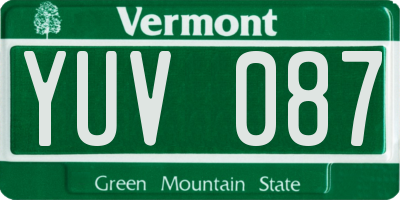 VT license plate YUV087