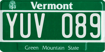 VT license plate YUV089