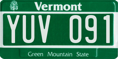 VT license plate YUV091