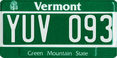 VT license plate YUV093