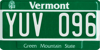 VT license plate YUV096