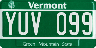 VT license plate YUV099