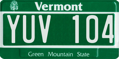 VT license plate YUV104