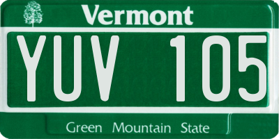 VT license plate YUV105