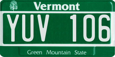 VT license plate YUV106