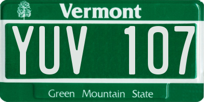 VT license plate YUV107