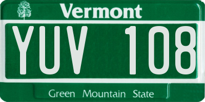 VT license plate YUV108