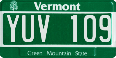 VT license plate YUV109