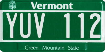 VT license plate YUV112