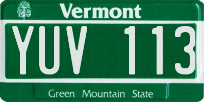 VT license plate YUV113