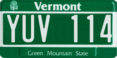 VT license plate YUV114