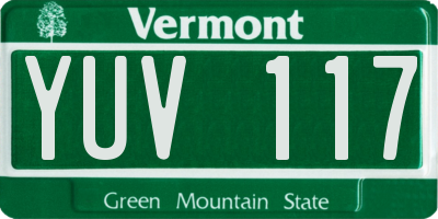 VT license plate YUV117