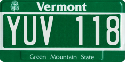 VT license plate YUV118