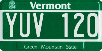 VT license plate YUV120