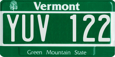 VT license plate YUV122
