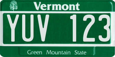 VT license plate YUV123