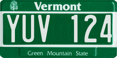 VT license plate YUV124