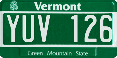VT license plate YUV126