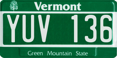 VT license plate YUV136