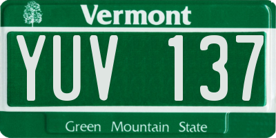 VT license plate YUV137