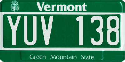VT license plate YUV138
