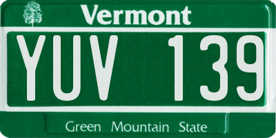 VT license plate YUV139