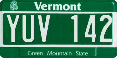 VT license plate YUV142