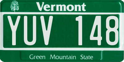 VT license plate YUV148