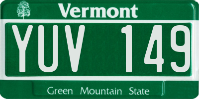 VT license plate YUV149