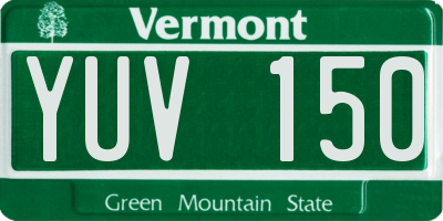 VT license plate YUV150
