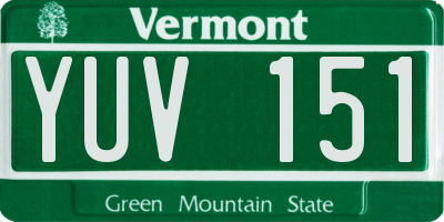 VT license plate YUV151