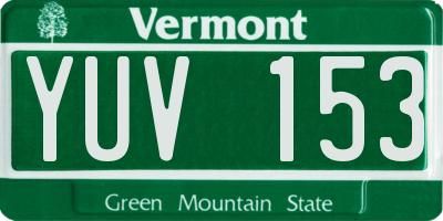 VT license plate YUV153