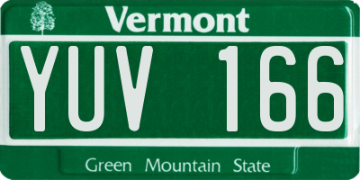 VT license plate YUV166