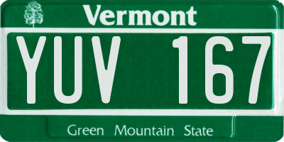VT license plate YUV167