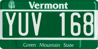 VT license plate YUV168