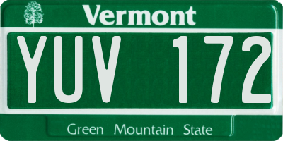VT license plate YUV172