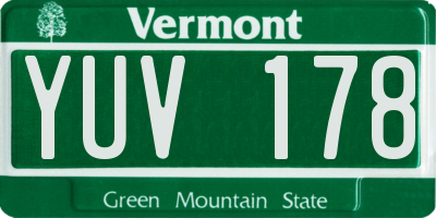 VT license plate YUV178